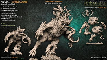 3D Printed Artisan Guild Giant Horned Demonfrog Swamp Gurunda 28mm 32mm (Online Only)