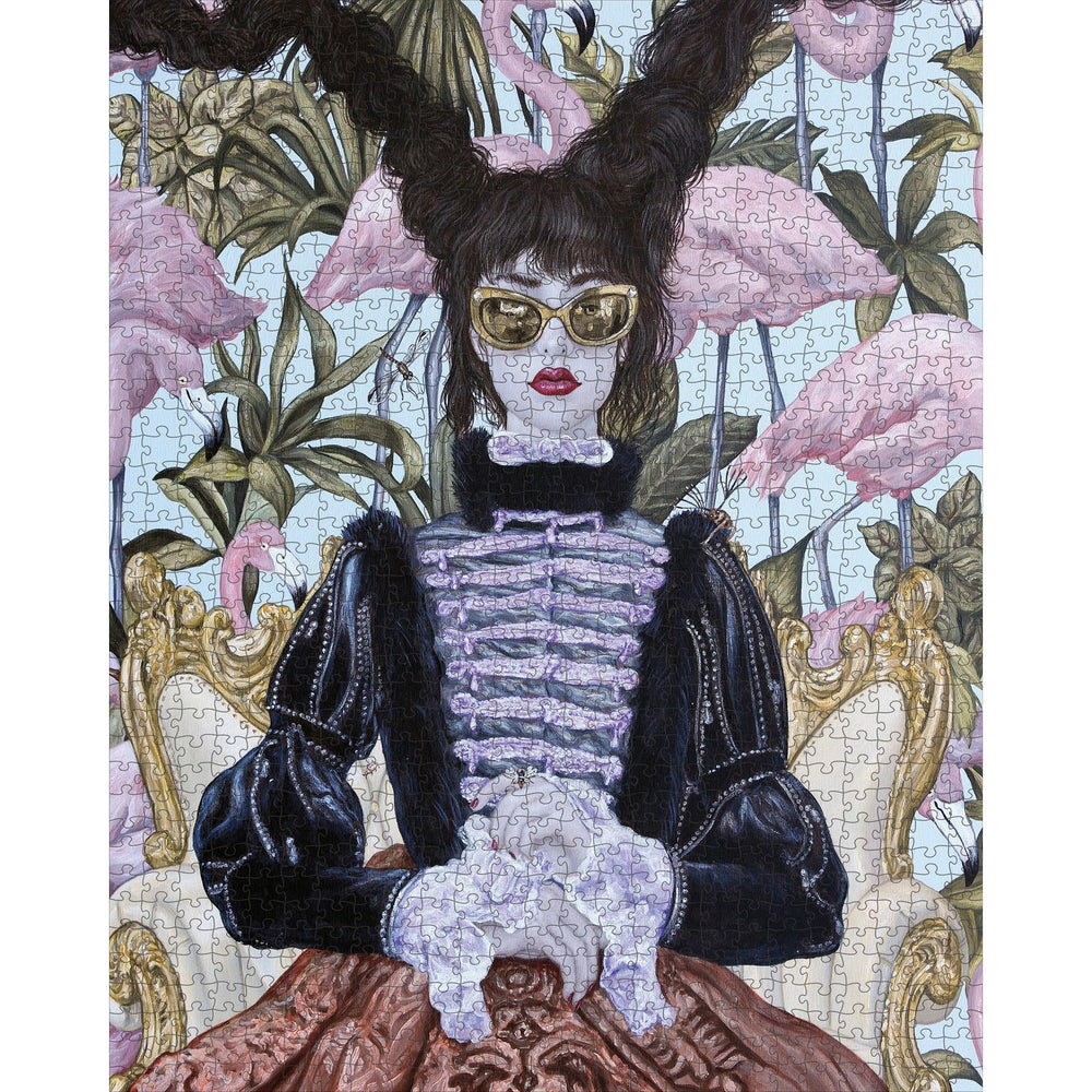 Girl with Pink Flamingos 1000 Piece Jigsaw Puzzle Pomegranate (ONLINE ORDER ONLY)