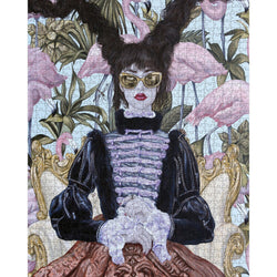 Girl with Pink Flamingos 1000 Piece Jigsaw Puzzle Pomegranate (ONLINE ORDER ONLY)