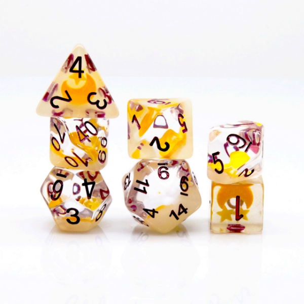 Glow in the Dark Moon and Star RPG Dice Set (ONLINE ORDER ONLY)