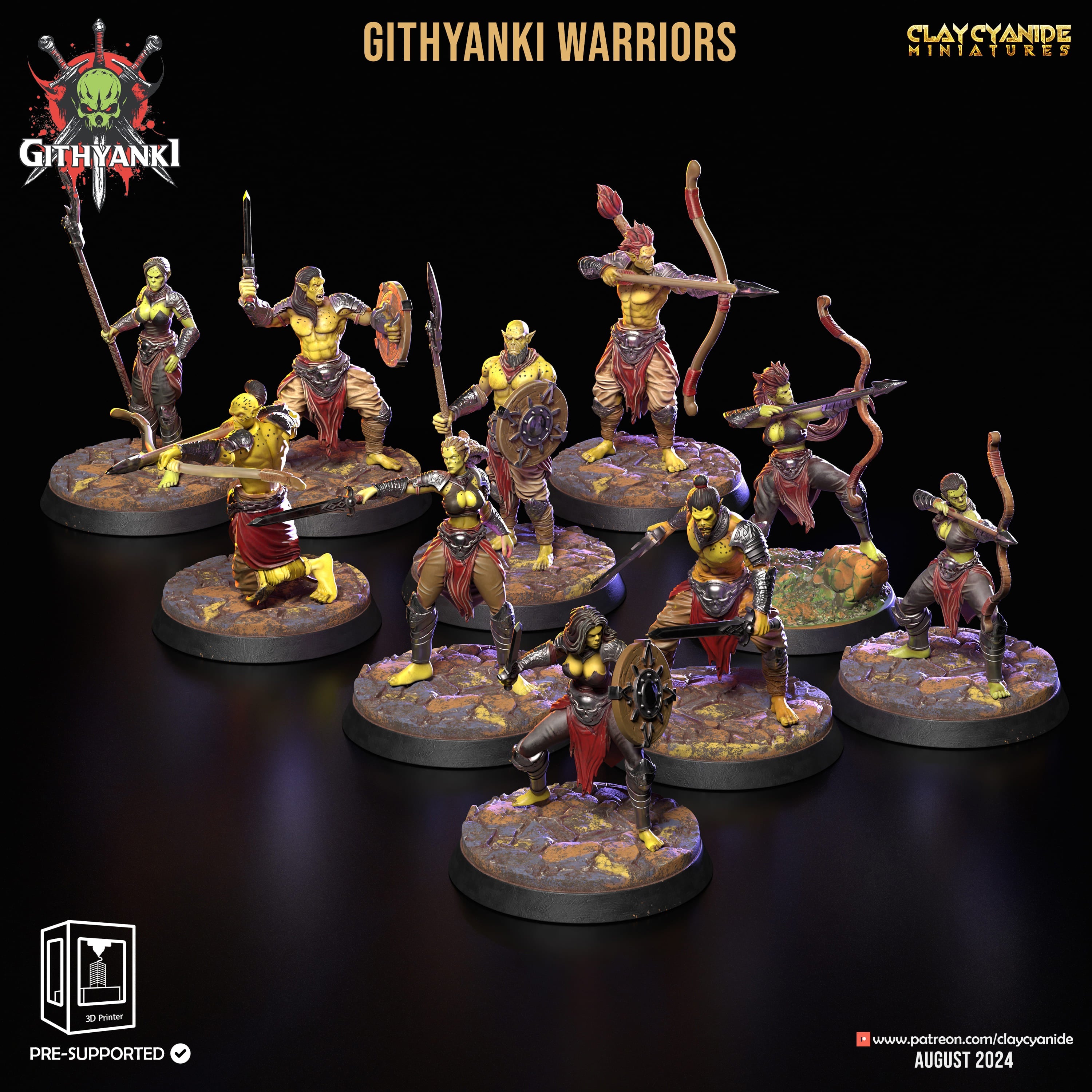 3D Printed Clay Cyanide Githyanki Warriors Set 28 32 mm D&D (Online Only)