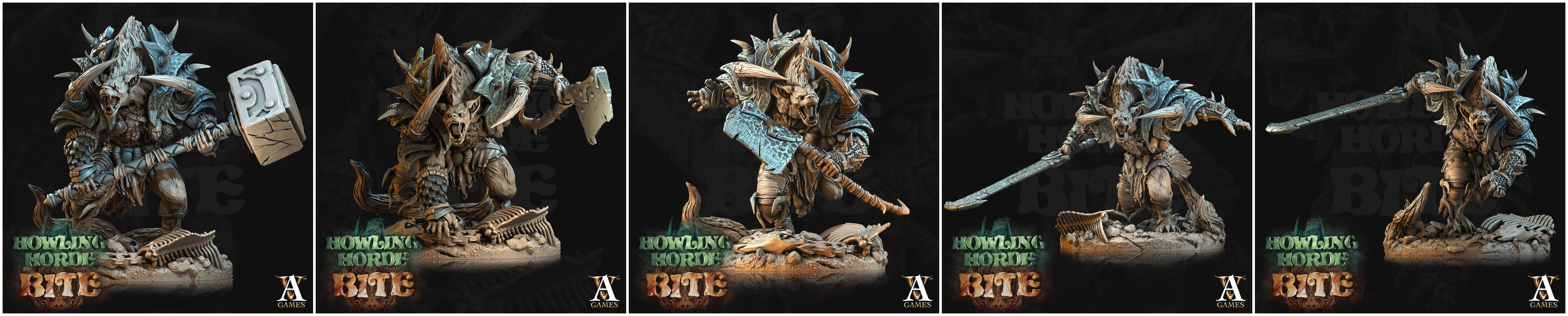 3D Printed Archvillain Games Howling Horde - Gnoll Brutes 28mm 32mm D&D (Online Only)