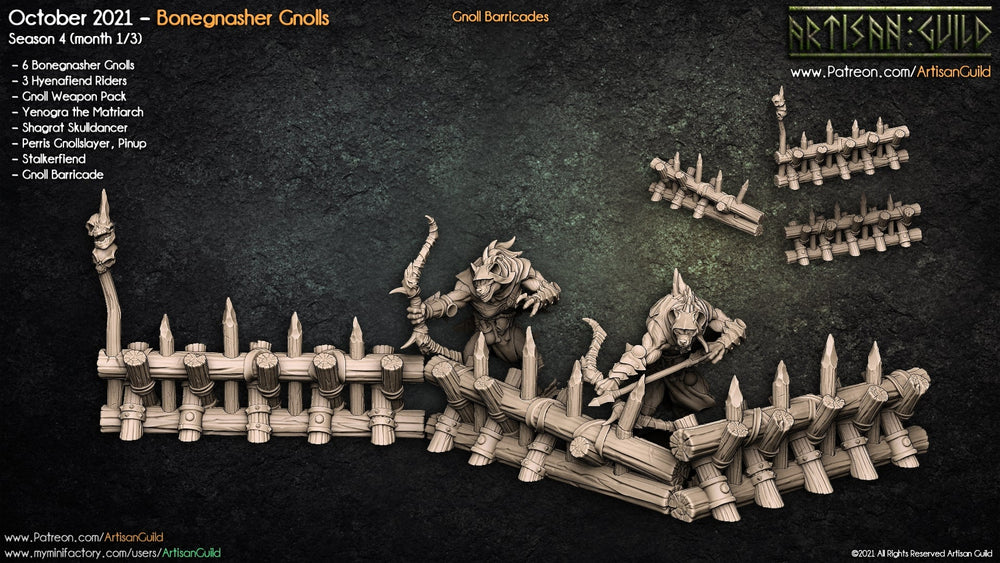 3D Printed Artisan Guild Gnoll Barricade Bonegnasher Gnolls 28mm 32mm (Online Only)