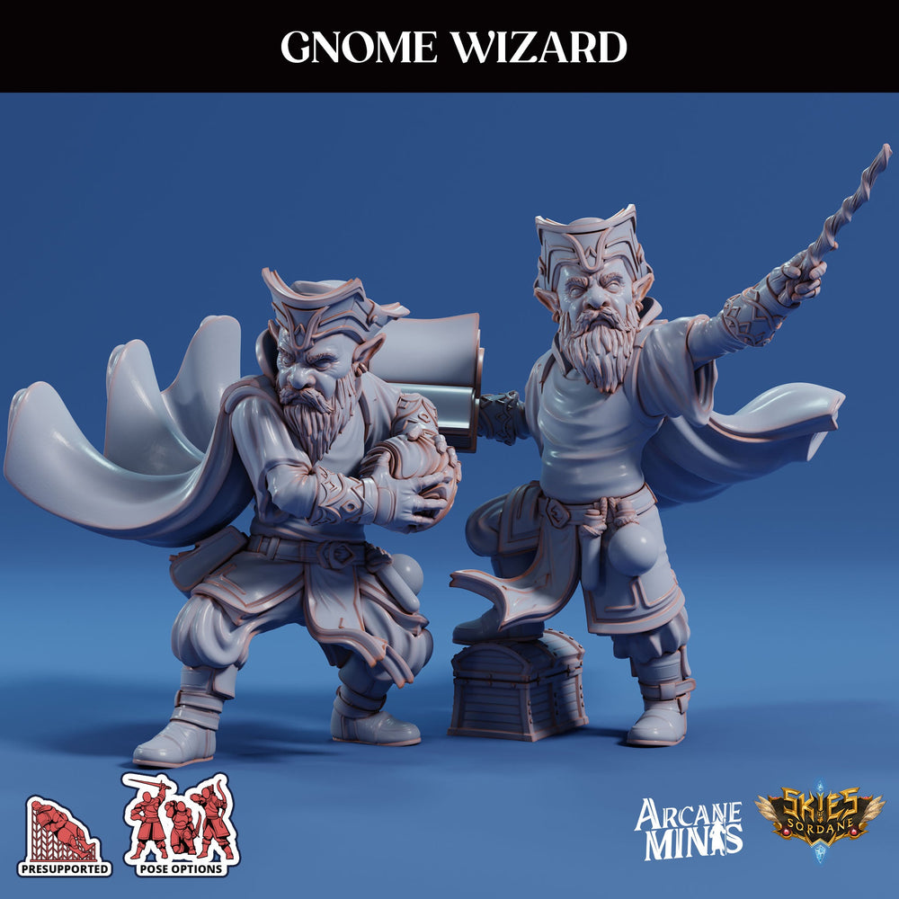 3D Printed Sordane Publishing Arcane Minis Gnome Wizard Swindler's Luck Part Two 28 32mm D&D (Online Only)