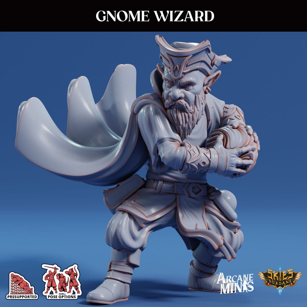 3D Printed Sordane Publishing Arcane Minis Gnome Wizard Swindler's Luck Part Two 28 32mm D&D (Online Only)