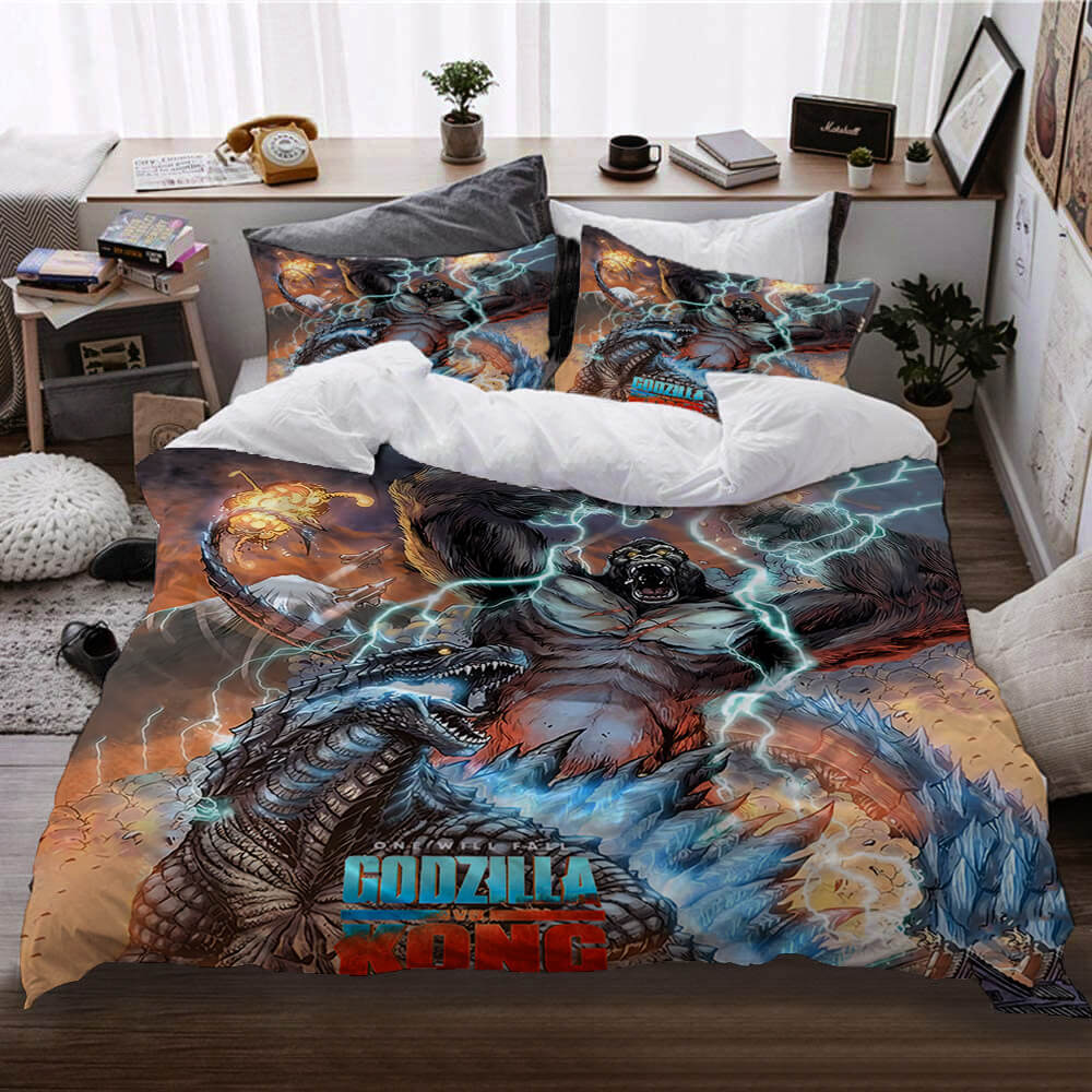Godzilla vs Kong Pattern Bedding Set Quilt Cover Without Filler (Online Order Only)