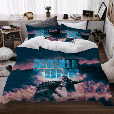 Godzilla vs Kong Pattern Bedding Set Quilt Cover Without Filler (Online Order Only)