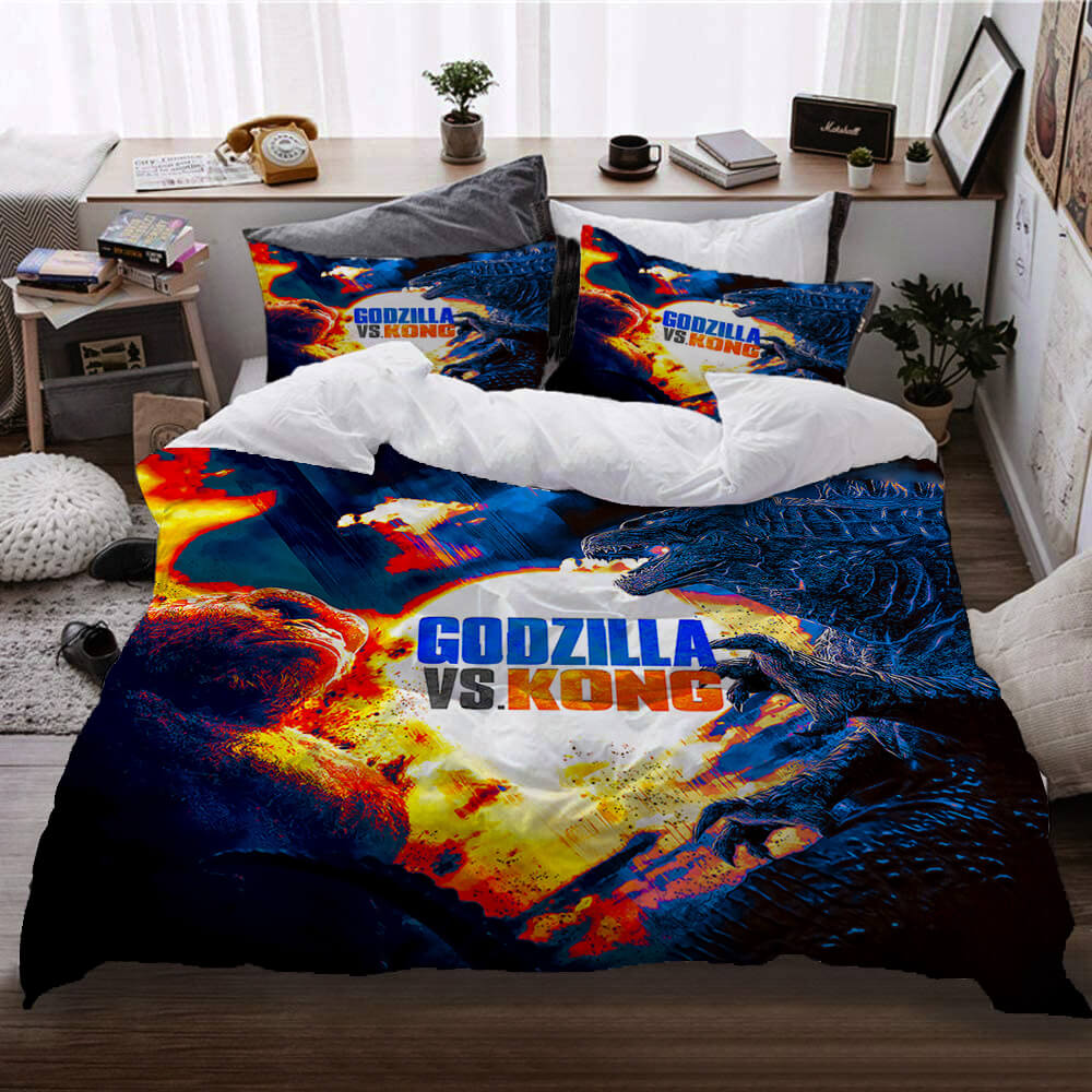 Godzilla vs Kong Pattern Bedding Set Quilt Cover Without Filler (Online Order Only)