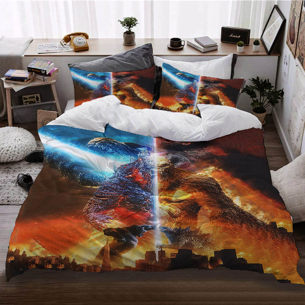 Movie Godzilla vs Kong Pattern Bedding Set Quilt Cover Without Filler (Online Order Only)