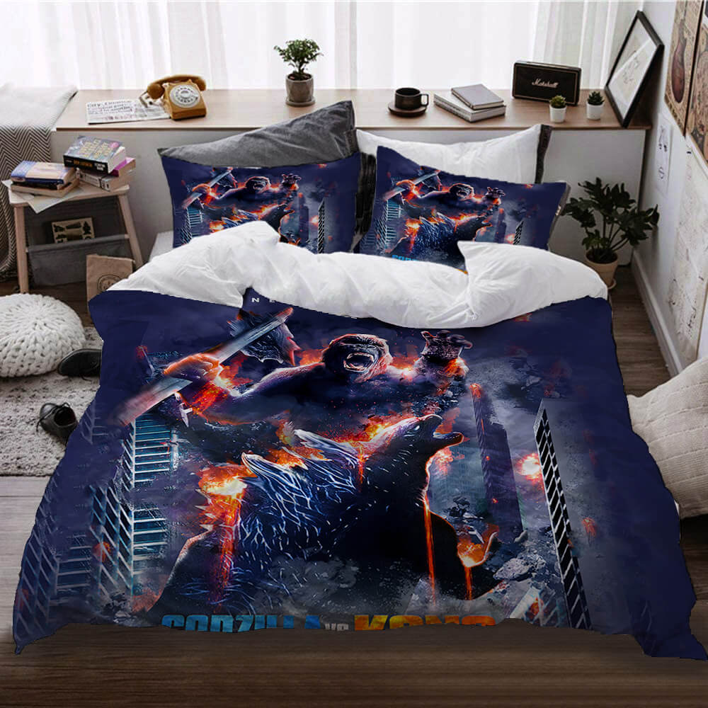 Godzilla vs Kong Pattern Bedding Set Quilt Cover Without Filler (Online Order Only)