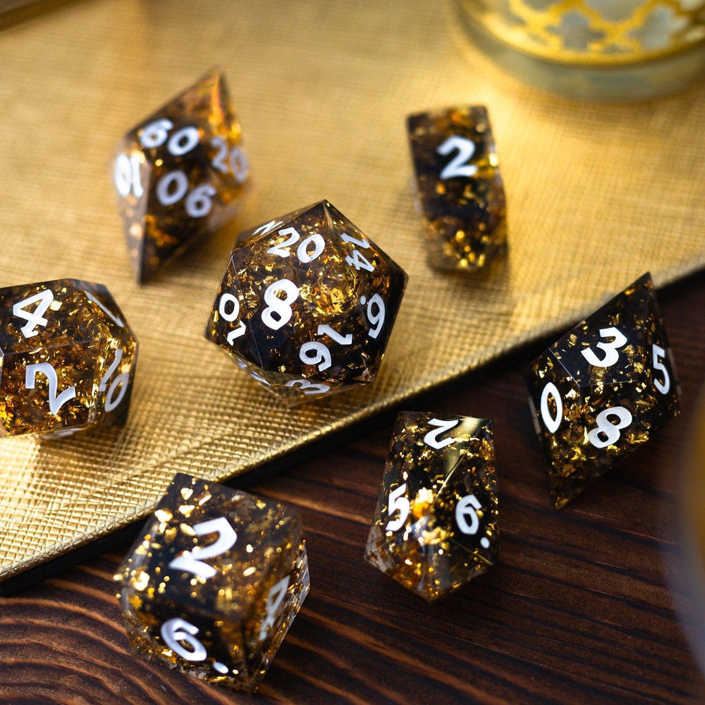 Gold Handmade Resin DND Dice Set (ONLINE ORDER ONLY)