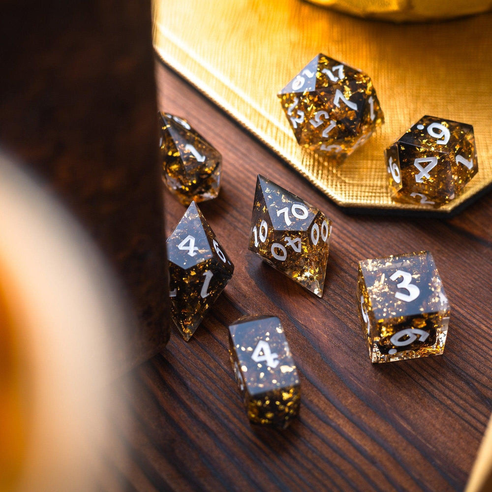 Gold Handmade Resin DND Dice Set (ONLINE ORDER ONLY)