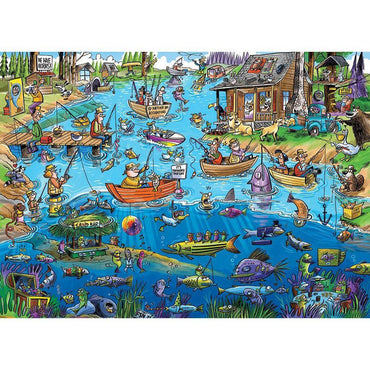 Gone Fishing Doodle Town 1000 Piece Jigsaw Puzzle Cobble Hill (ONLINE ORDER ONLY)