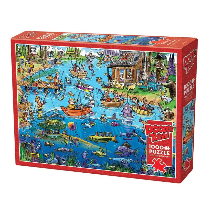 Gone Fishing Doodle Town 1000 Piece Jigsaw Puzzle Cobble Hill (ONLINE ORDER ONLY)