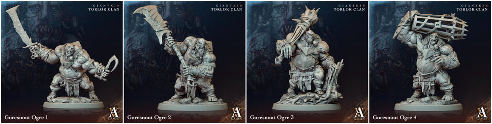 3D Printed Archvillain Games Giantkin - Torlok Clan Goresnout Ogre 28 32mm D&D (Online Only)