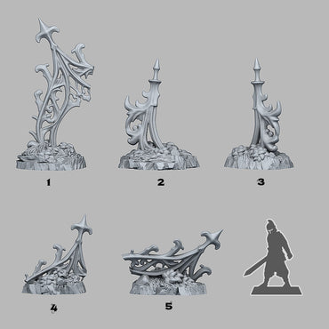 3D Printed Fantastic Plants and Rocks Gothic Gate Ruins 28mm - 32mm D&D Wargaming (Online Only)