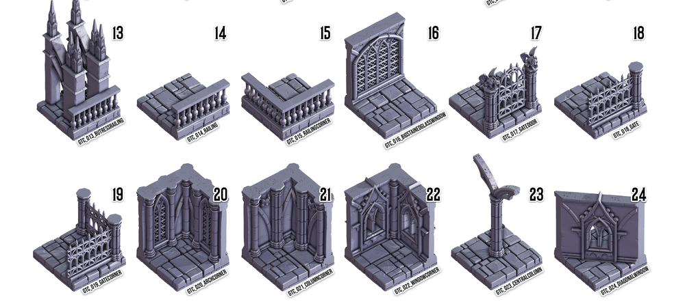 3D Printed Cast n Play Death x Tiles Complete Gothic Set 28mm 32mm D&D (Online Only)