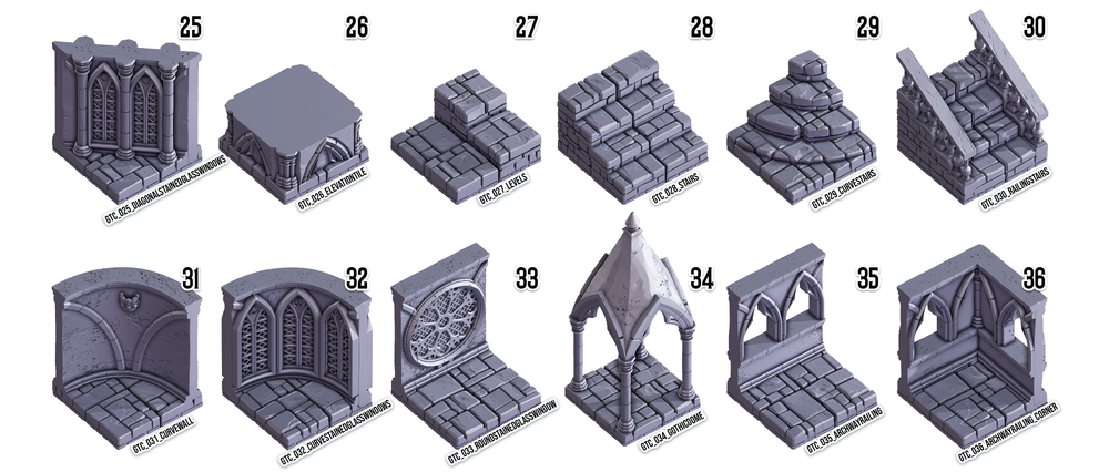 3D Printed Cast n Play Death x Tiles Complete Gothic Set 28mm 32mm D&D (Online Only)