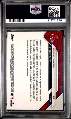 Graded 2025 Topps Now Kristian Campbell #20 Rookie RC Baseball Card PSA 9 Mint (ONLINE ORDER ONLY)