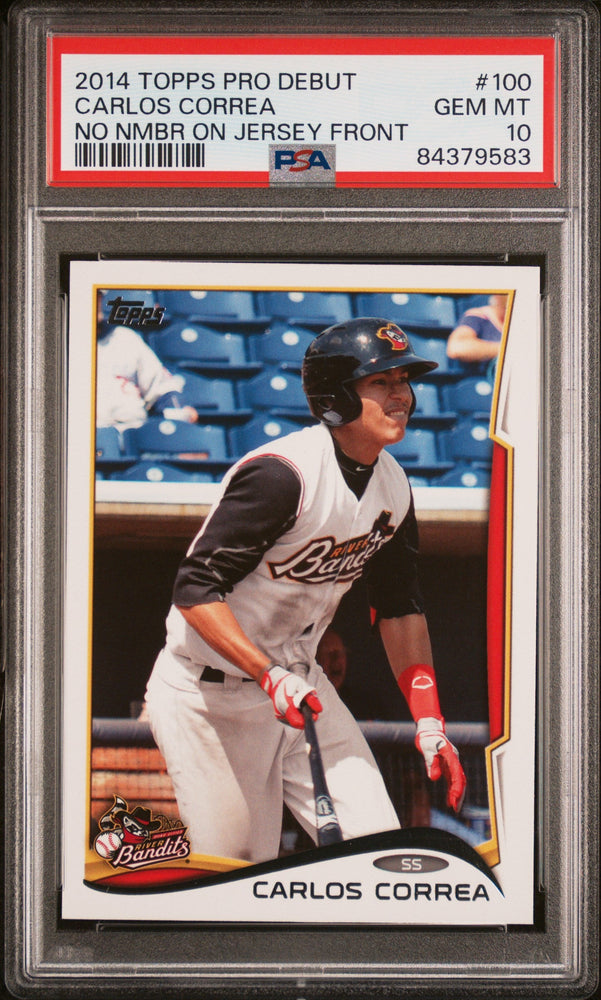 2014 TOPPS PRO DEBUT CARLOS CORREA NO NMBR ON JERSEY FRONT #100 - PSA 10 ROOKIE CARD (Online Order Only)
