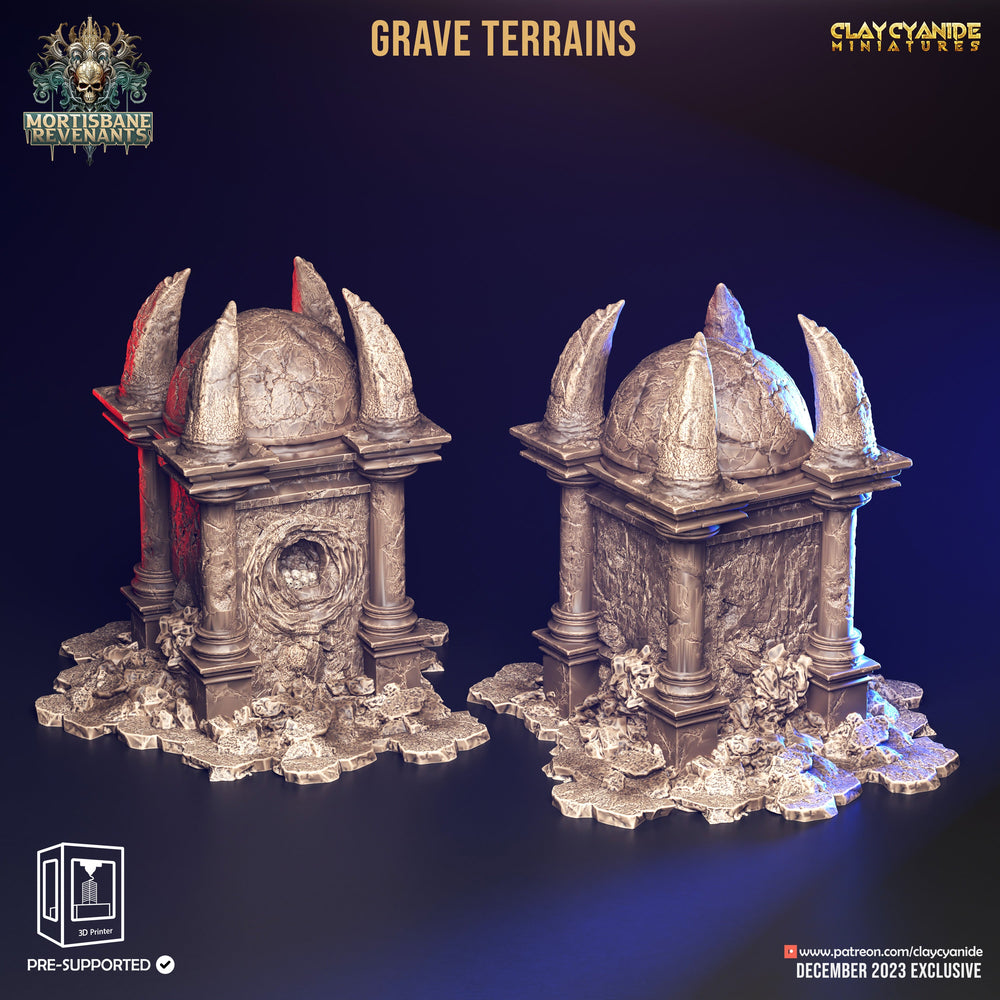 3D Printed Clay Cyanide Mortisbane Revenants - Grave Terrains 28mm 32 mm D&D (Online Only)