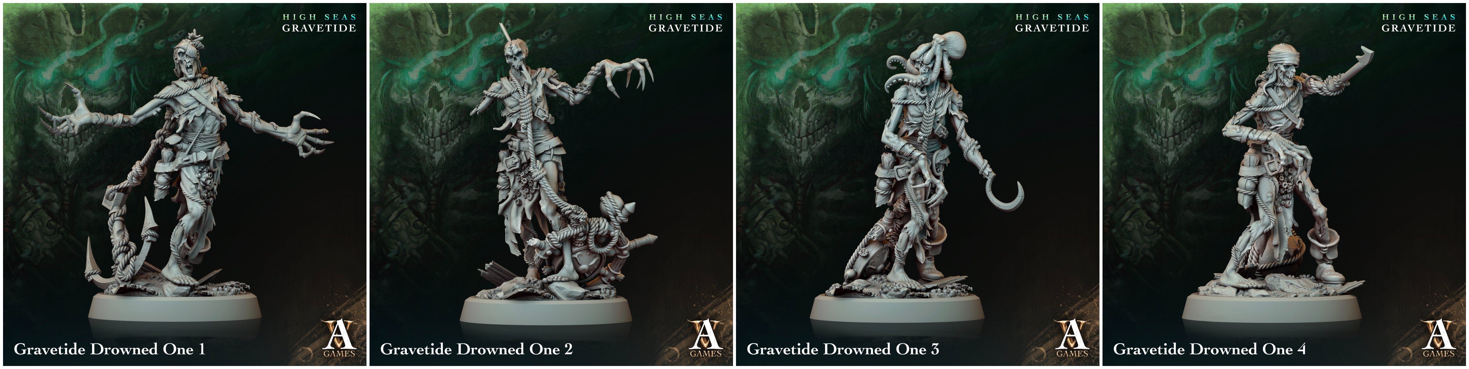 3D Printed Archvillain Games High Seas - Gravetide Gravetide Drowned One 28 32mm D&D (Online Only)