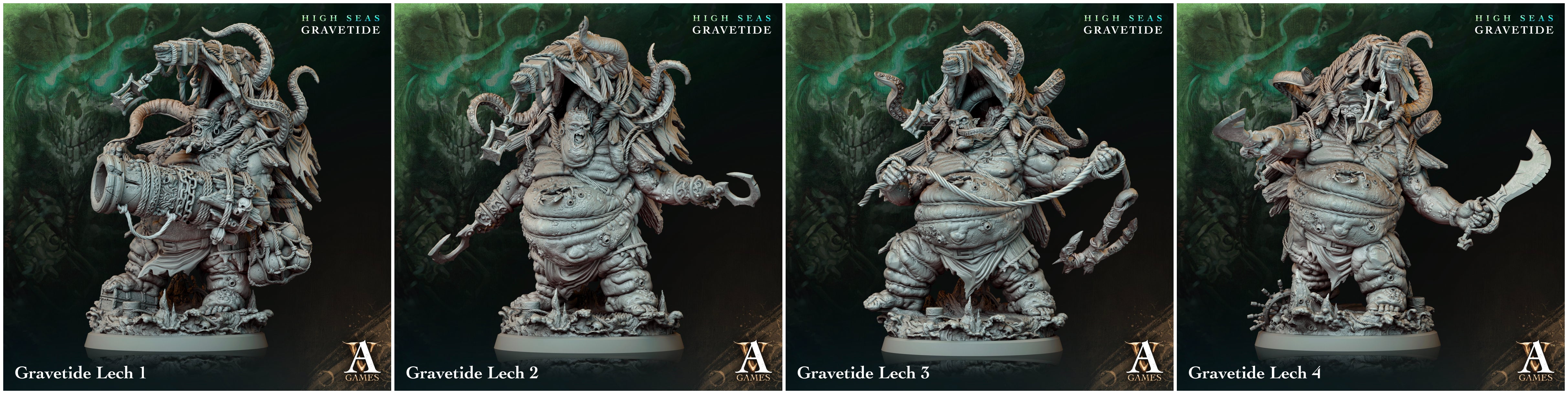 3D Printed Archvillain Games High Seas - Gravetide Gravetide Lech 28 32mm D&D (Online Only)