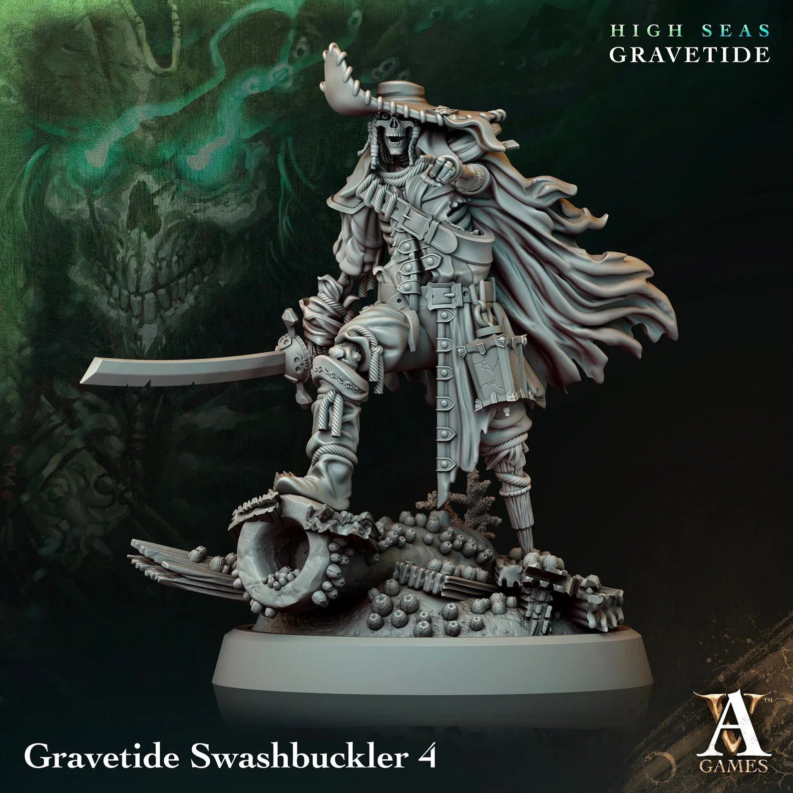 3D Printed Archvillain Games Gravetide Swashbuckler 28 32mm D&D (Online Only)