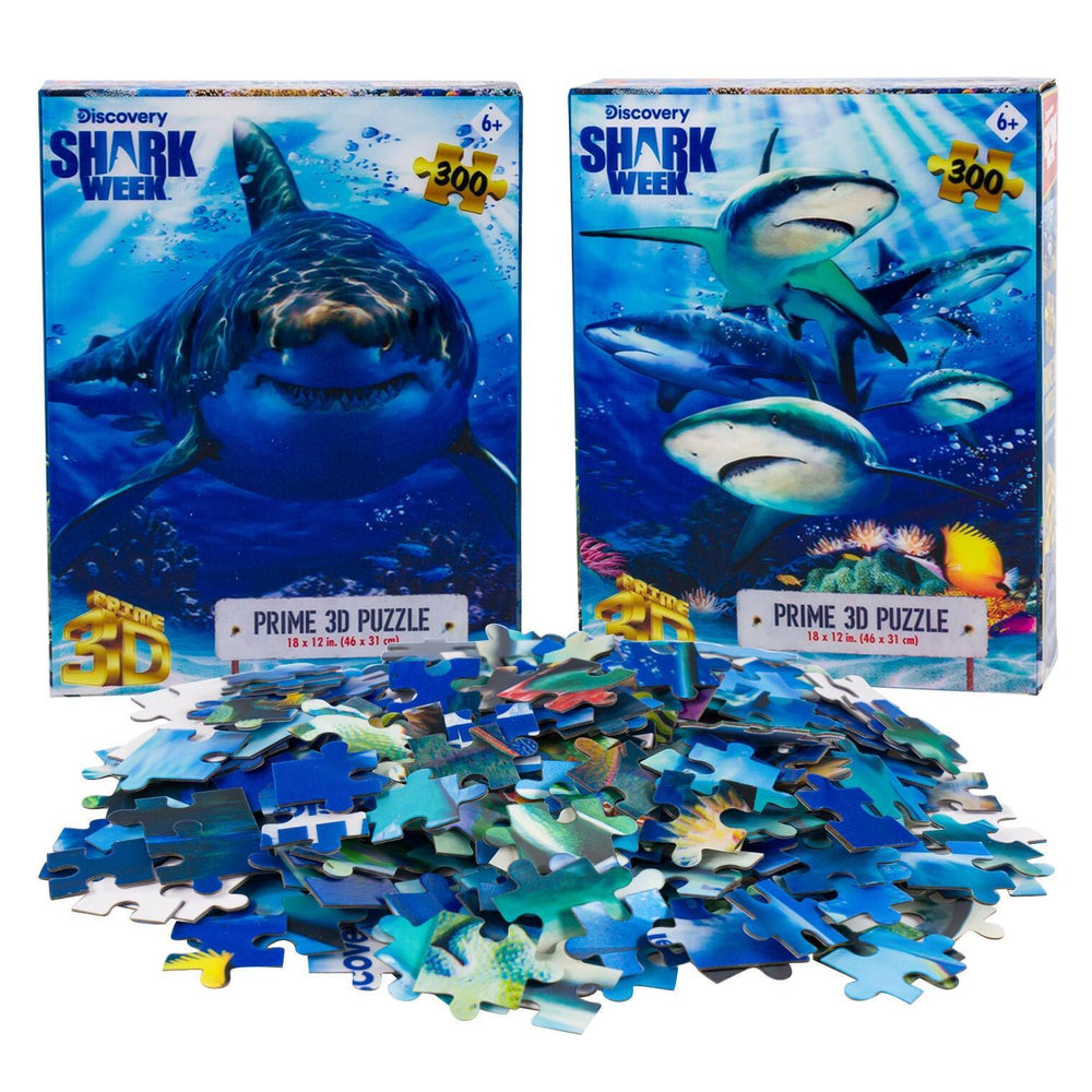 Great White & Shark Shiver Set of 2 300 Piece Lenticular Jigsaw Puzzles Prime 3D (ONLINE ORDER ONLY)