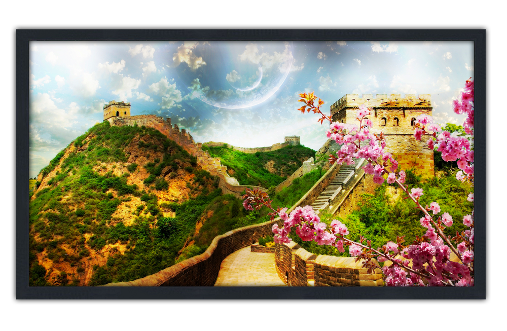 Professionally Framed The Great Wall of China Skyline High-Resolution Panoramic Photo 12x22 Wall Art (ONLINE ORDER ONLY)
