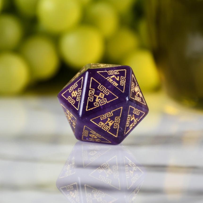 Pre-Order || Greek Amethyst Stone Dice Set - Dice Around the World Collection