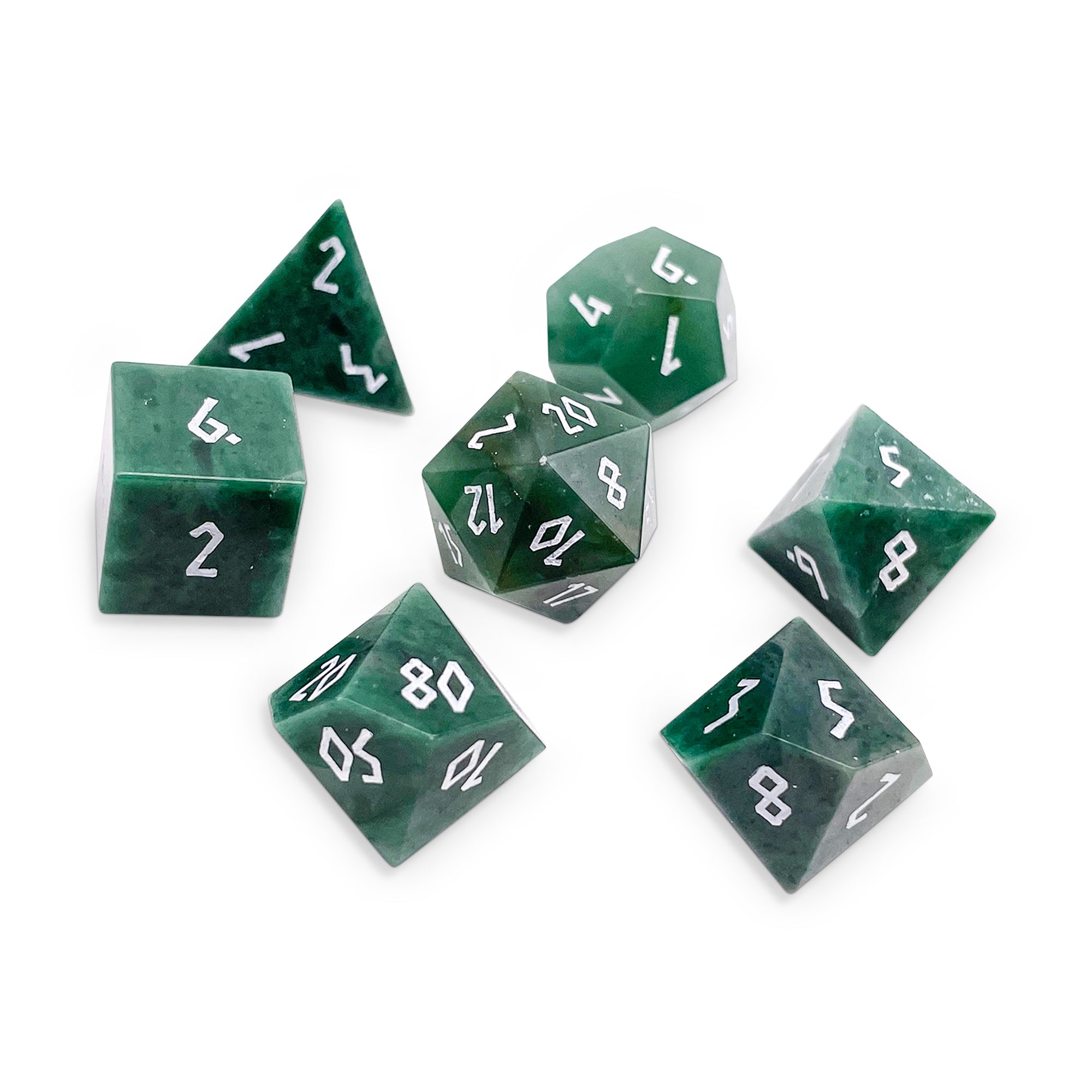 Green African Jade - 7 Piece RPG Set Gemstone Dice (Online Only)