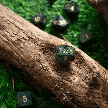 Green Eyed Hand Carved Gemstone DND Dice Set (ONLINE ORDER ONLY)