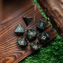 Green Eyed Hand Carved Gemstone DND Dice Set (ONLINE ORDER ONLY)