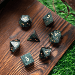 Green Eyed Hand Carved Gemstone DND Dice Set (ONLINE ORDER ONLY)