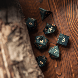 Green Eyed Hand Carved Gemstone DND Dice Set (ONLINE ORDER ONLY)
