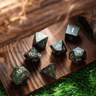 Green Eyed Hand Carved Gemstone DND Dice Set (ONLINE ORDER ONLY)