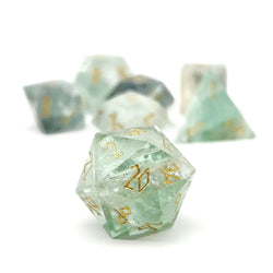 Green Fluorite - 7 Piece RPG Set Gemstone Dice (Online Only)