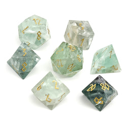 Green Fluorite - 7 Piece RPG Set Gemstone Dice (Online Only)