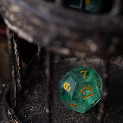 Green Fluorite Gemstone (Chlorophane) Hand Carved DND Dice Set (ONLINE ORDER ONLY)