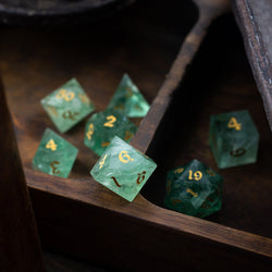 Green Fluorite Gemstone (Chlorophane) Hand Carved DND Dice Set (ONLINE ORDER ONLY)