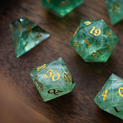 Green Fluorite Gemstone (Chlorophane) Hand Carved DND Dice Set (ONLINE ORDER ONLY)