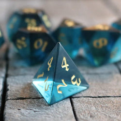 Green Zircon Glass Hand Carved DND Dice Set (ONLINE ORDER ONLY)