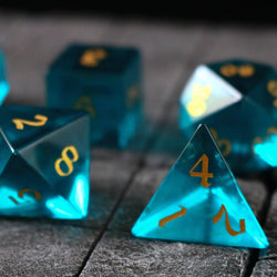 Green Zircon Glass Hand Carved DND Dice Set (ONLINE ORDER ONLY)