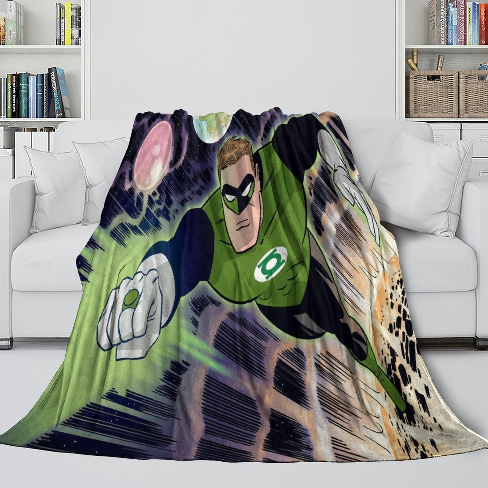 Green Lantern Blanket Flannel Throw Kids Room Decoration (ONLINE ORDER ONLY)