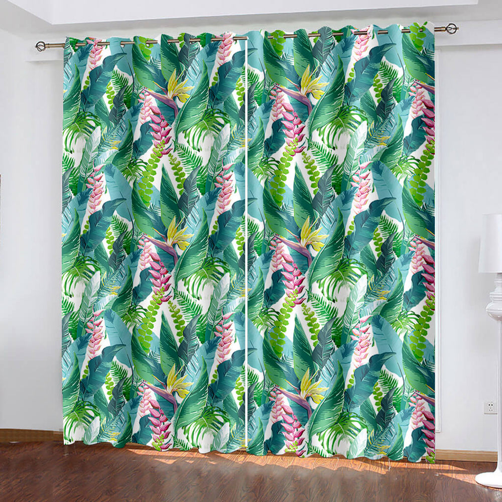 Green Plants Curtains Blackout Window Treatments Drapes for Room Decoration (Online Order Only)