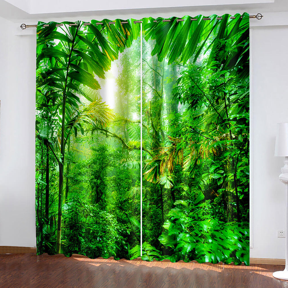 Green Plants Curtains Blackout Window Treatments Drapes for Room Decoration (Online Order Only)