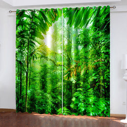 Green Plants Curtains Blackout Window Treatments Drapes for Room Decoration (Online Order Only)