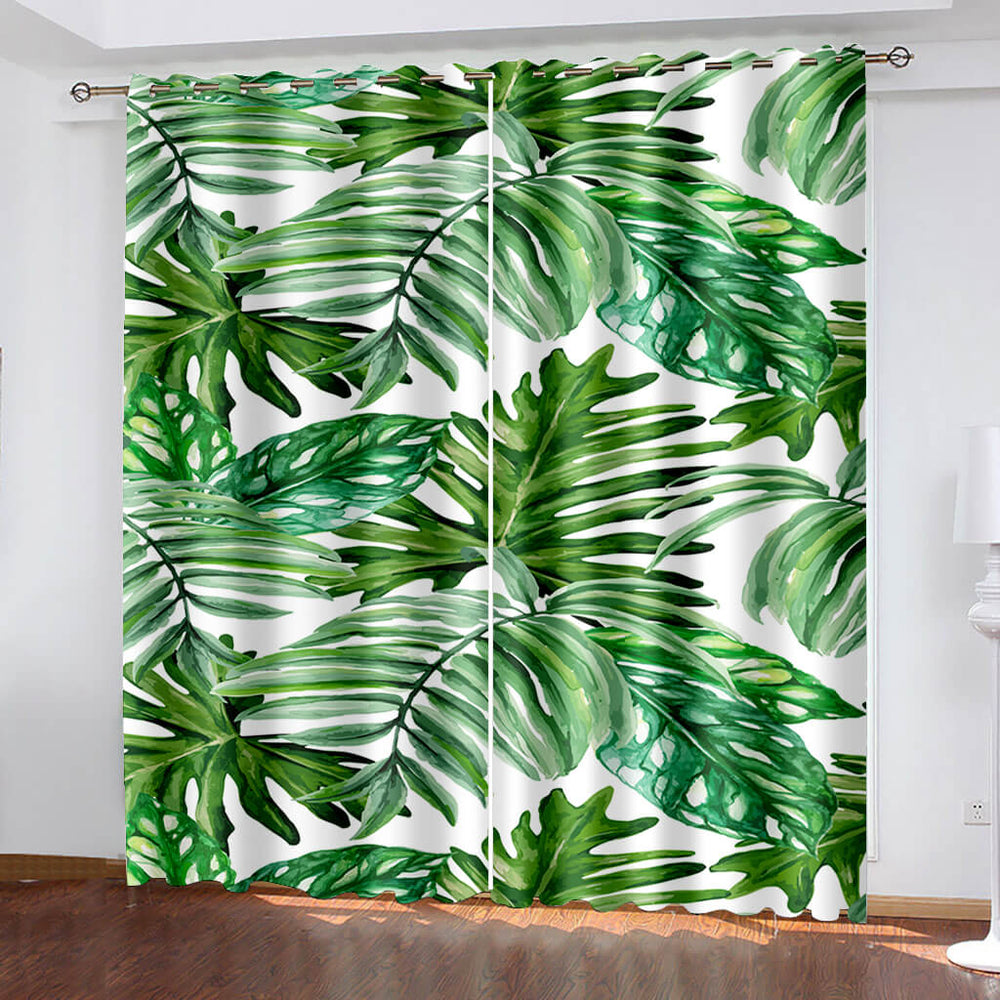Green Plants Curtains Blackout Window Treatments Drapes for Room Decoration (Online Order Only)