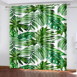 Green Plants Curtains Blackout Window Treatments Drapes for Room Decoration (Online Order Only)